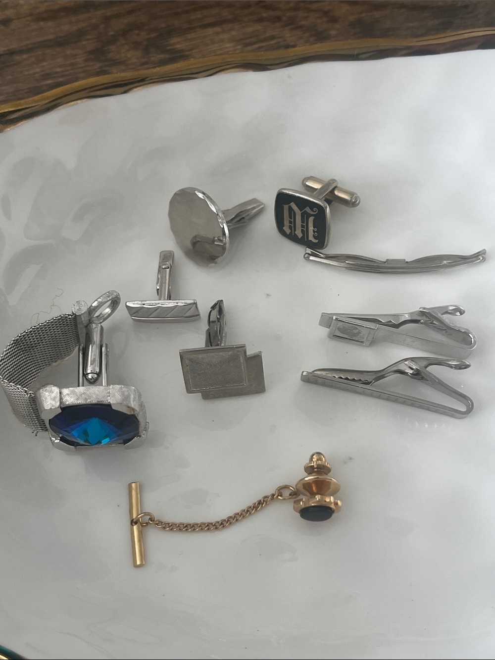 Silver-Tone Men's Cufflinks and Tie Clips